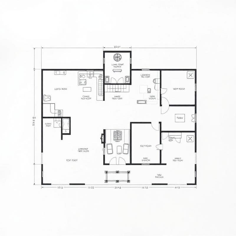 Architectural floor plan drawing with dimension lines